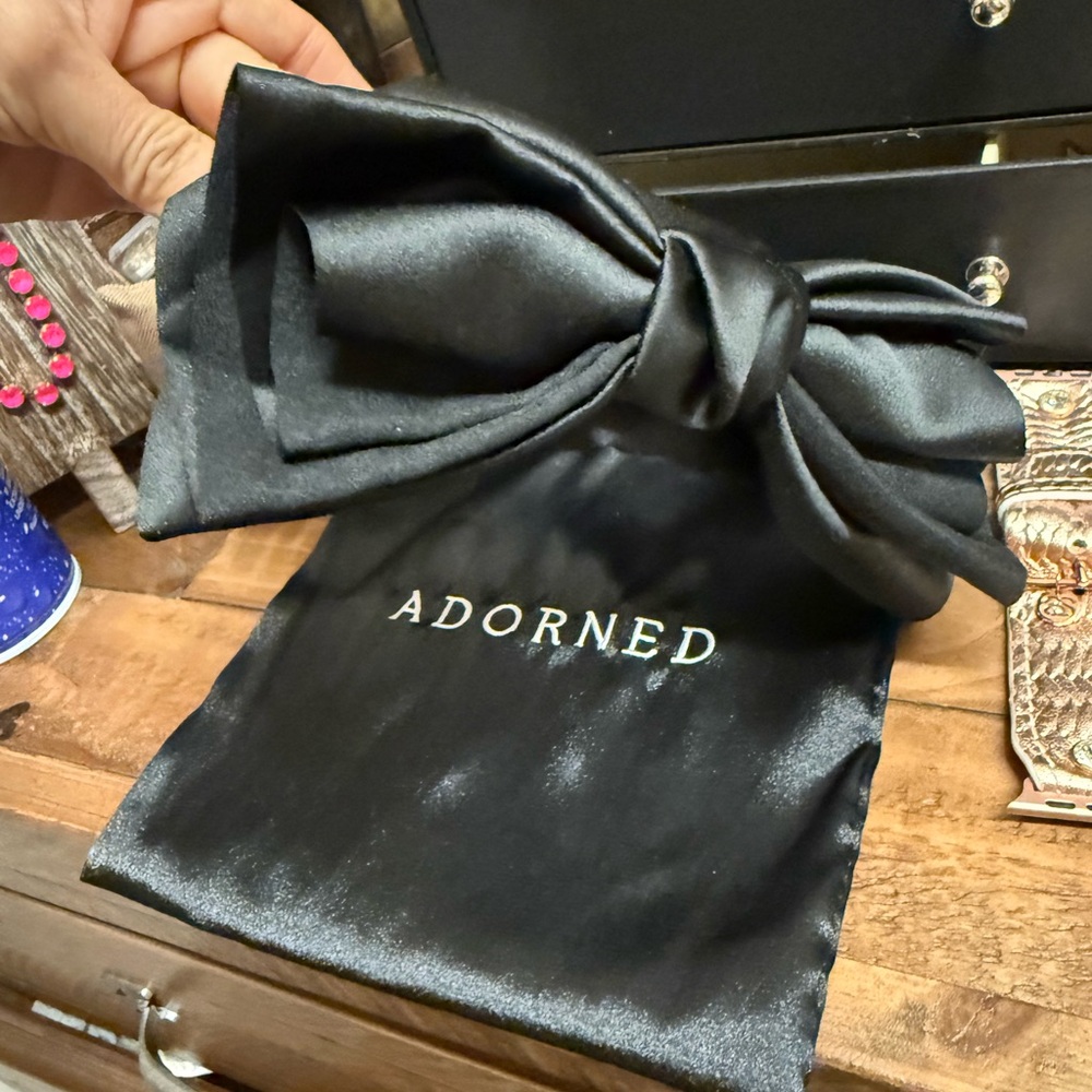 Adorned Black Satin Bow